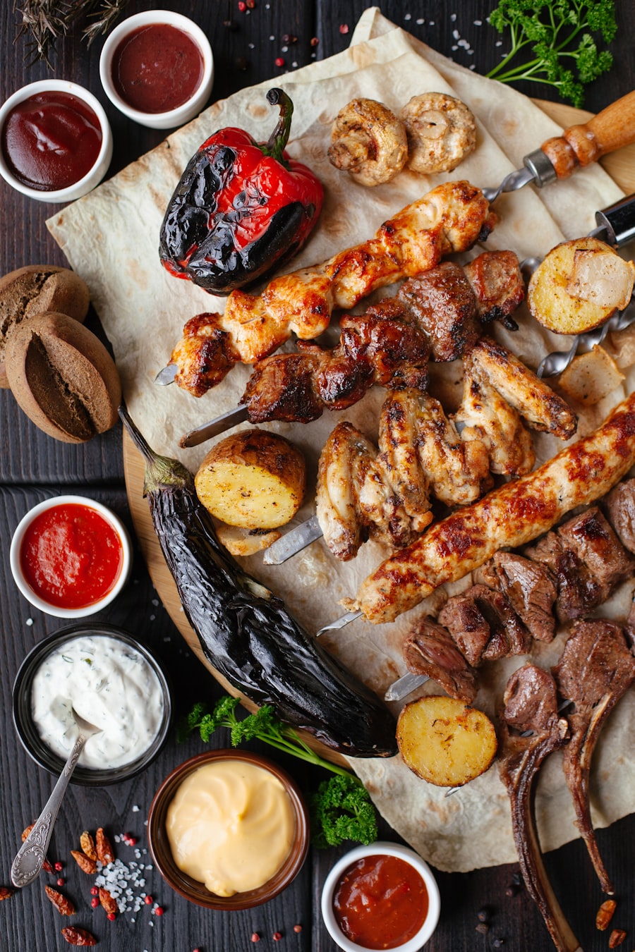 Carnes asadas servidas para compartir